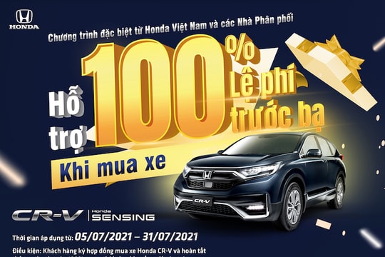 Honda hỗ trợ 100% lệ phí trước bạ cho khách hàng mua CR-V