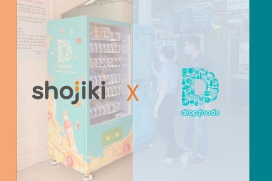 Shojiki khai thác quảng cáo trên máy bán hàng tự động Dropfoods