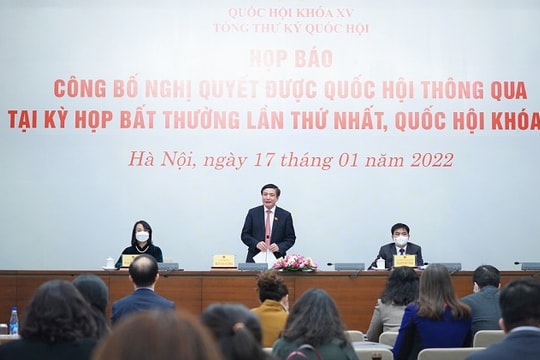 Công bố các nghị quyết của kỳ họp bất thường Quốc hội khóa XV