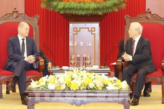 Tổng bí thư Nguyễn Phú Trọng tiếp Thủ tướng Đức Olaf Scholz