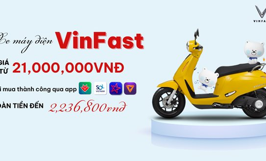 Mua xe máy điện VinFast nhận hoàn tiền qua nhiều ứng dụng ngân hàng