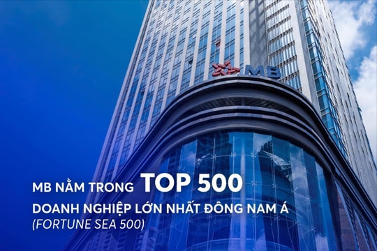 MB nằm trong Top 500 doanh nghiệp lớn nhất Đông Nam Á