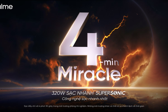 Realme trình làng công nghệ sạc siêu âm 320W, sạc nhanh chỉ trong 4 phút Realme trình làng công nghệ sạc siêu âm 320W, sạc nhanh chỉ trong 4 phút