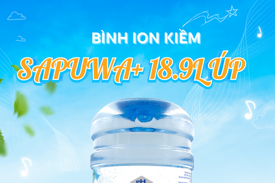 Nước ion kiềm SAPUWA+ lần đầu tiên có size 18.9l