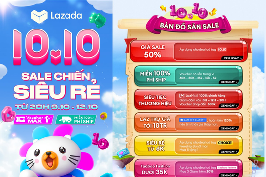Mua sắm cùng Lazada tại Lễ hội Mua sắm 10/10 “Sale chiến siêu rẻ” Mua sắm cùng Lazada tại Lễ hội Mua sắm 10/10 “Sale chiến siêu rẻ”