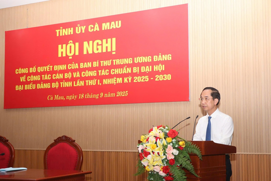 Ông Hồ Thanh Thủy giữ chức Phó Bí thư Tỉnh ủy Cà Mau