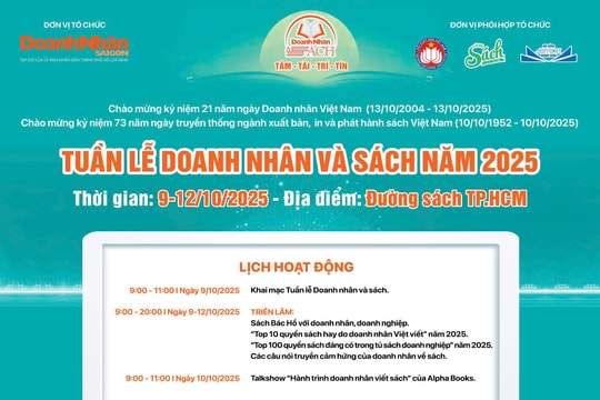 Tuần lễ Doanh nhân và Sách 2025 sẽ khai mạc sáng ngày 9/10 Tuần lễ Doanh nhân và Sách 2025 sẽ khai mạc sáng ngày 9/10