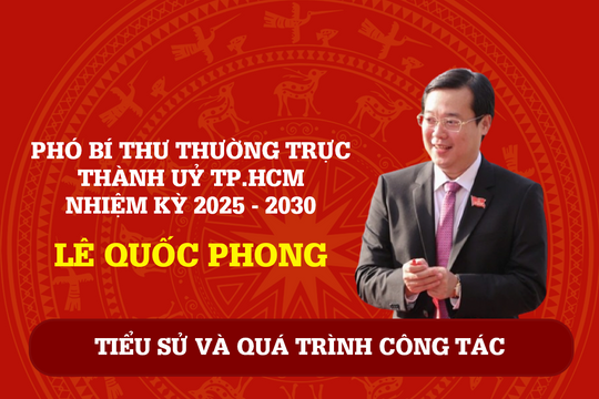 Tiểu sử tân Phó Bí thư Thường trực Thành ủy TP.HCM Lê Quốc Phong Tiểu sử tân Phó Bí thư Thường trực Thành ủy TP.HCM Lê Quốc Phong