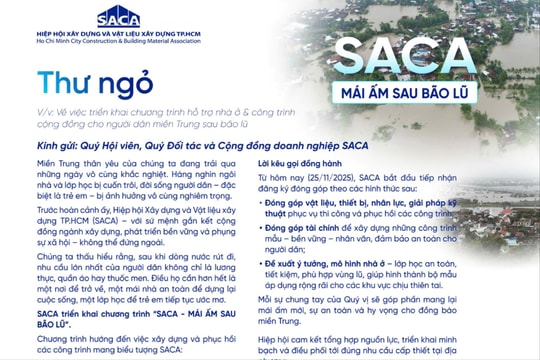SACA phát động chương trình “Mái ấm sau bão lũ”, kêu gọi chung tay hỗ trợ người dân miền Trung