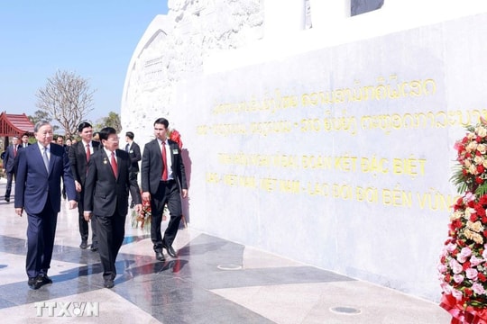 Tổng Bí thư Tô Lâm dự lễ khánh thành Công viên Hữu nghị Lào - Việt Nam