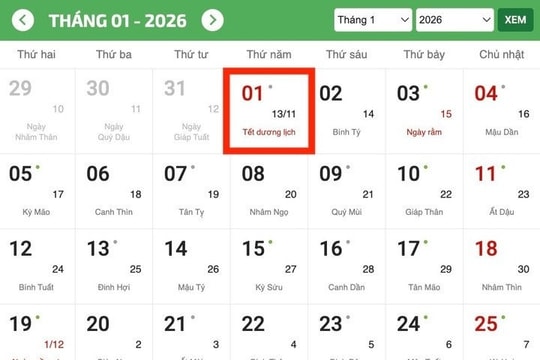 Bộ Nội vụ đề xuất hoán đổi ngày làm việc để nghỉ Tết Dương lịch 2026 trong 4 ngày liên tục