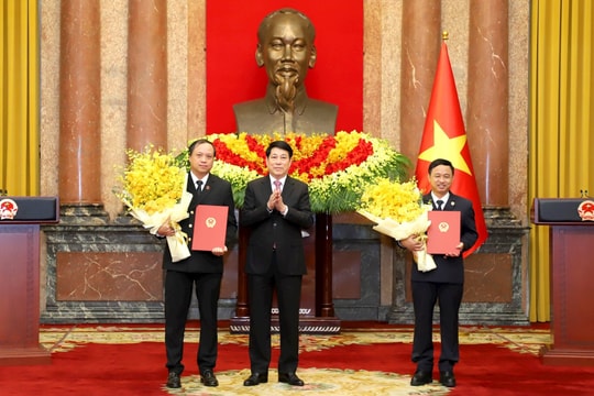 Chủ tịch nước Lương Cường trao quyết định bổ nhiệm hai Phó Chánh án Tòa án nhân dân tối cao