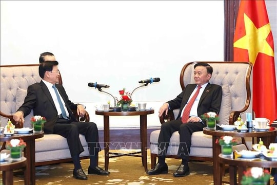 Thường trực Ban Bí thư Trần Cẩm Tú chủ trì lễ tiễn Tổng Bí thư, Chủ tịch nước Lào