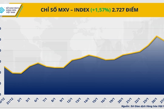 MXV-Index tăng mạnh trở lại, vượt mốc 2.700 điểm