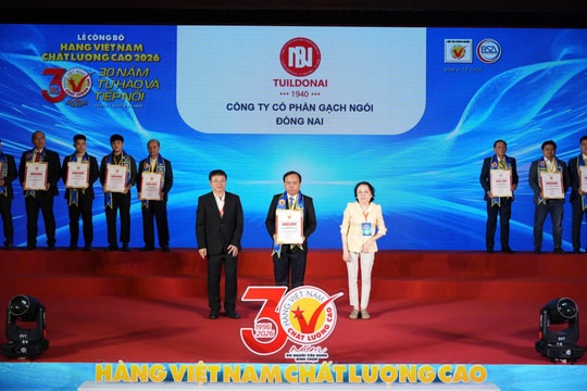 Công ty CP Gạch Ngói Đồng Nai đạt danh hiệu Hàng Việt Nam Chất Lượng Cao 2026