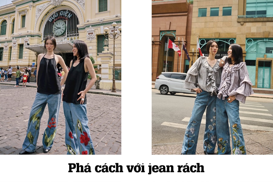 Phá cách với jean rách