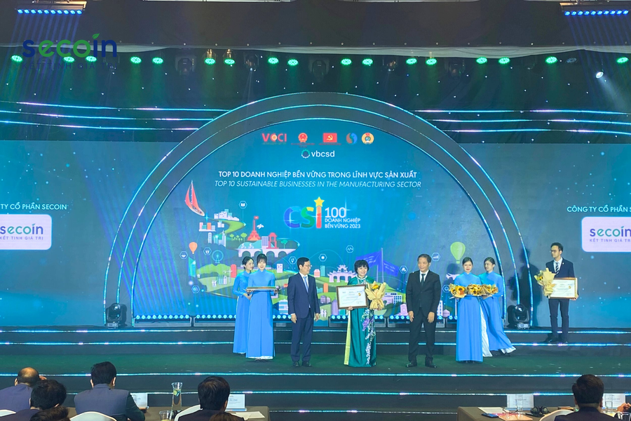 Secoin vinh dự được công nhận Top 10 Doanh nghiệp bền vững năm 2023 trong lĩnh vực sản xuất