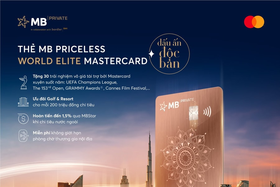 MB và Mastercard ra mắt thẻ tín dụng MB Priceless World Elite Mastercard