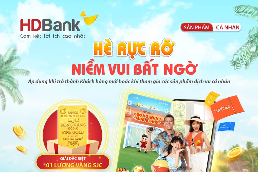 HDBank tặng vàng SJC cho khách hàng sử dụng dịch vụ