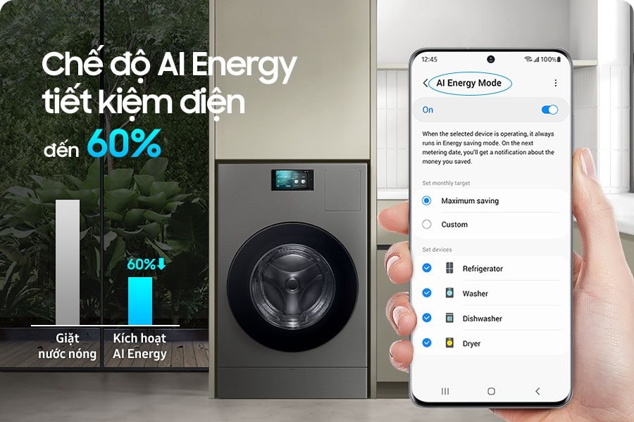 Máy giặt sấy bơm nhiệt Samsung Bespoke AI Heatpump thu hút sự quan tâm của người dùng Việt