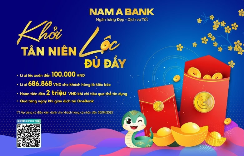 Nam A Bank lì xì khách hàng đầu Xuân 2025