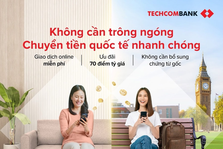 Techcombank “tung” ưu đãi lớn cho khách hàng chuyển tiền quốc tế
