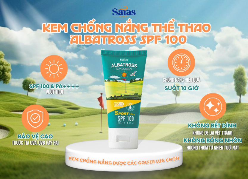 Kem chống nắng thể thao Albatross SPF100: Chỉ số SPF bảo vệ da vượt trội nhất hiện nay, là lựa chọn hàng đầu của golfer chuyên nghiệp
