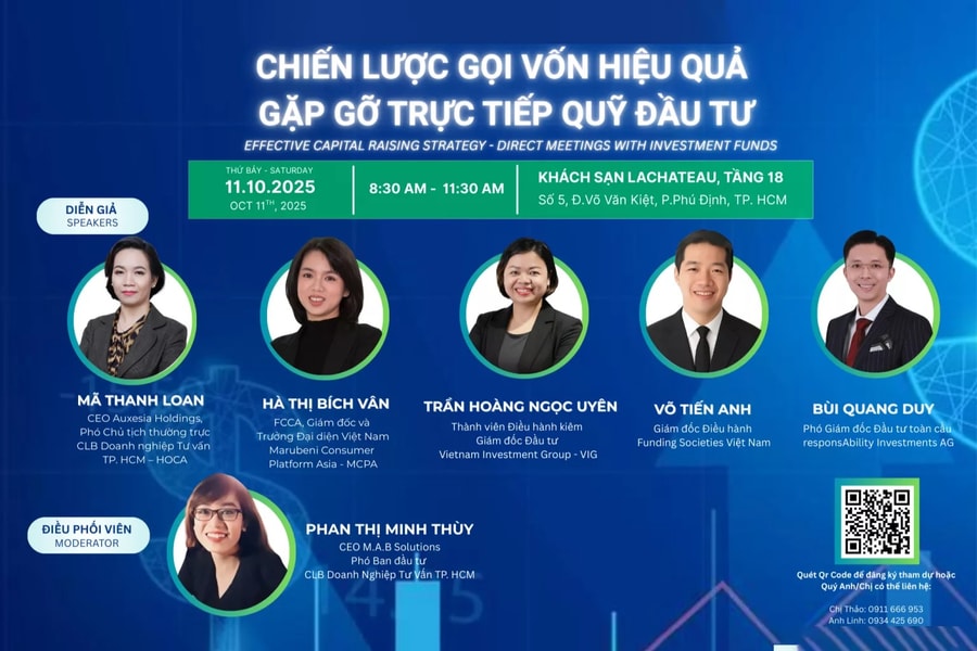 Sắp diễn ra hội thảo “Chiến lược gọi vốn hiệu quả - Gặp gỡ trực tiếp quỹ đầu tư” tại TP.HCM