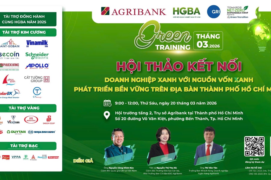 Sắp diễn ra Green Training tháng 3/2026: Kết nối doanh nghiệp xanh với nguồn vốn xanh tại TP.HCM