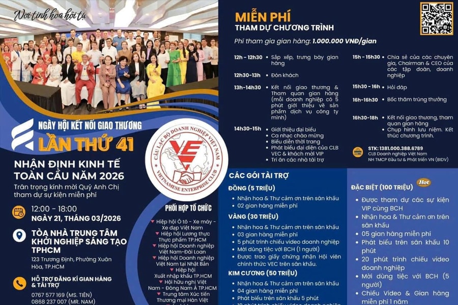 Sắp diễn ra Ngày hội Kết nối giao thương lần thứ 41 với chủ đề “Nhận định kinh tế toàn cầu năm 2026”