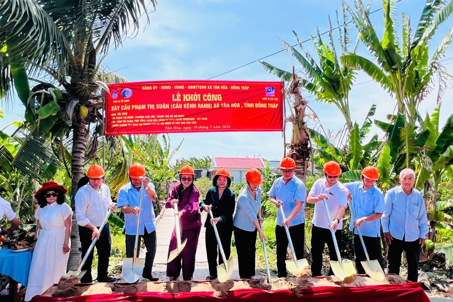 Khởi công xây dựng cầu Kênh Ranh tại xã Tân Hòa, Đồng Tháp