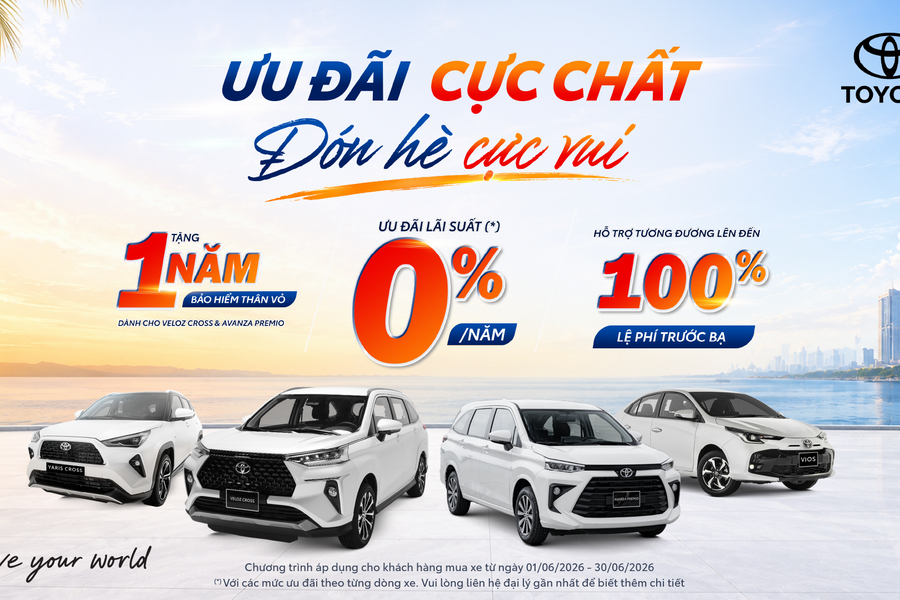 Đón hè cùng Toyota: Ưu đãi đến 100% lệ phí trước bạ