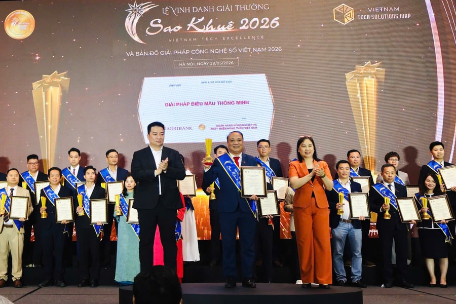 Agribank được vinh danh 02 giải thưởng Sao Khuê 2026 với hai giải pháp công nghệ số tiêu biểu